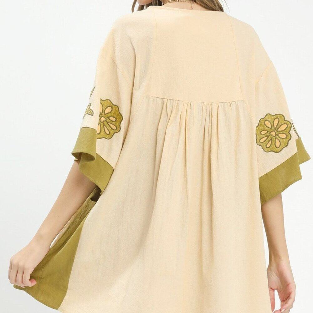 Umgee NWT Boutique Boho Mini Babydoll Dress Fall Floral SZ M - Picture 5 of 5